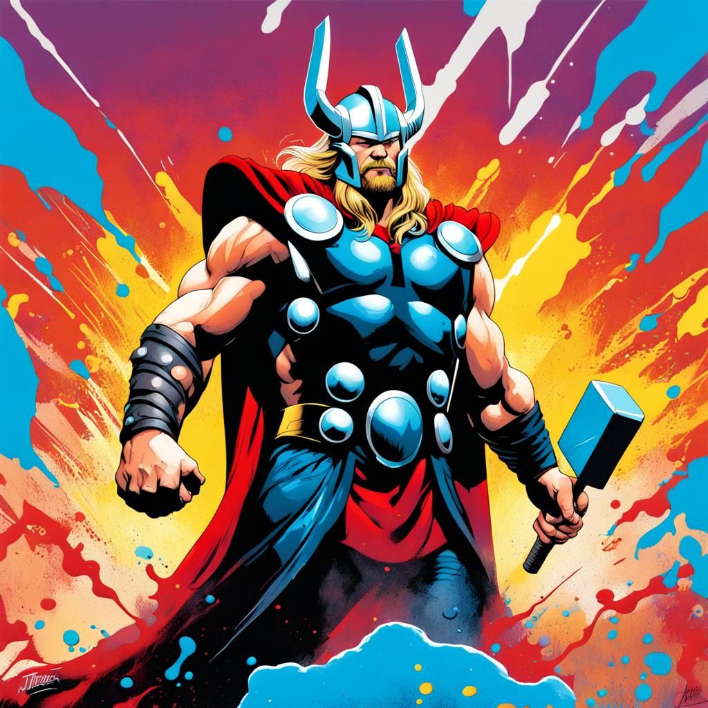 Thor: God of Thunder in Graffiti Art Style