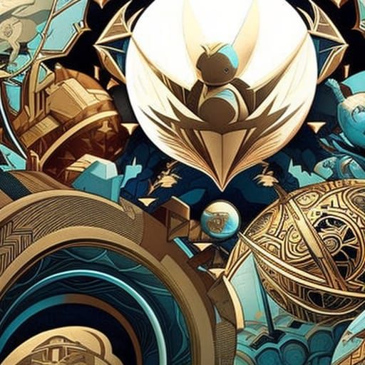 Geometric Sphere Splash Art in Digital Style