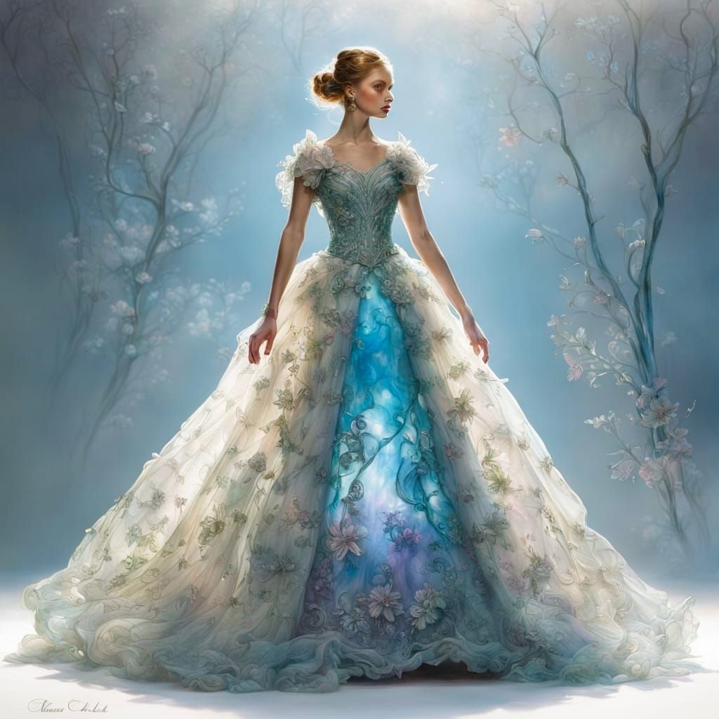 Ethereal Glass Gown in Fantasy Style