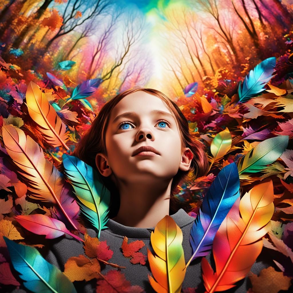 surreal autumn  child's drawing of a dreamer  , rayograph Ma...