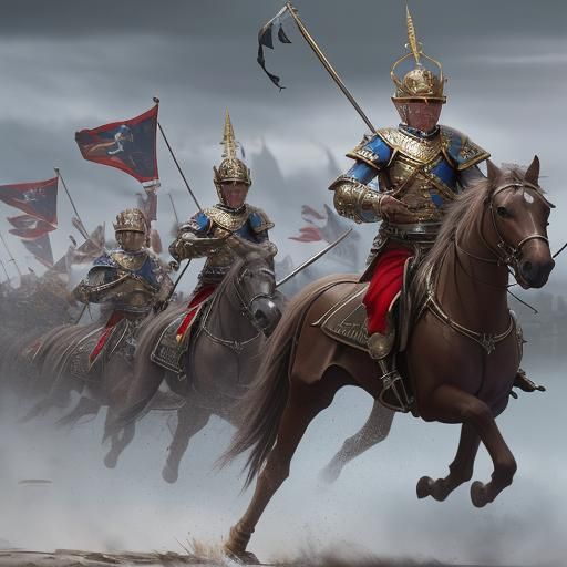 Pikemen Training on Battlefield: Epic Digital Matte Painting