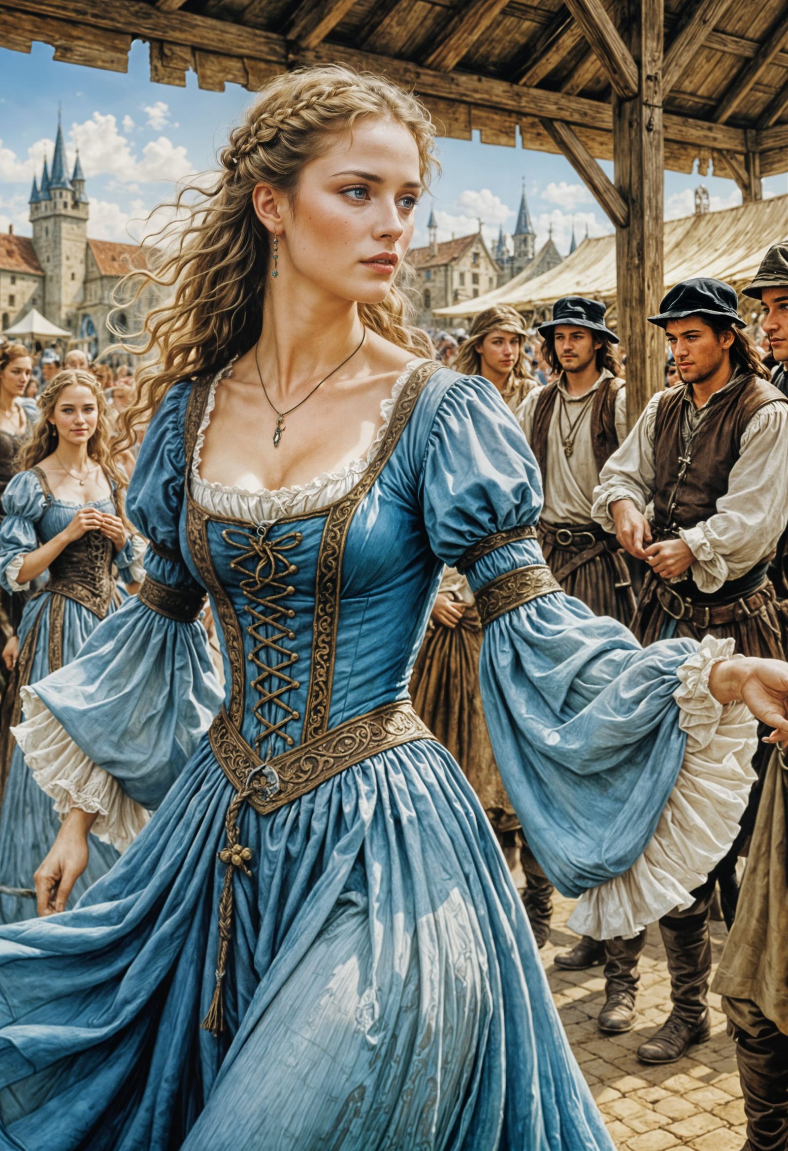 Fair Maiden Dancing: A Pastel Illustration