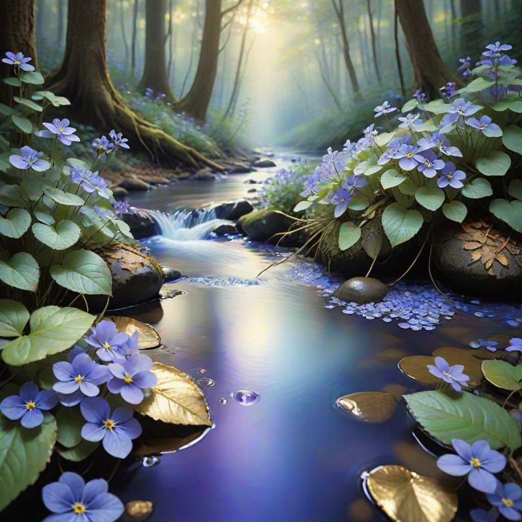 Fantasy Landscape with Violets in Fauvist Style