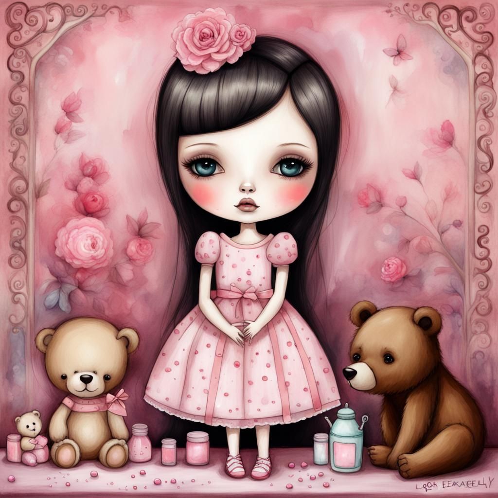 Porcelain Doll in Dollhouse as Digital Painting