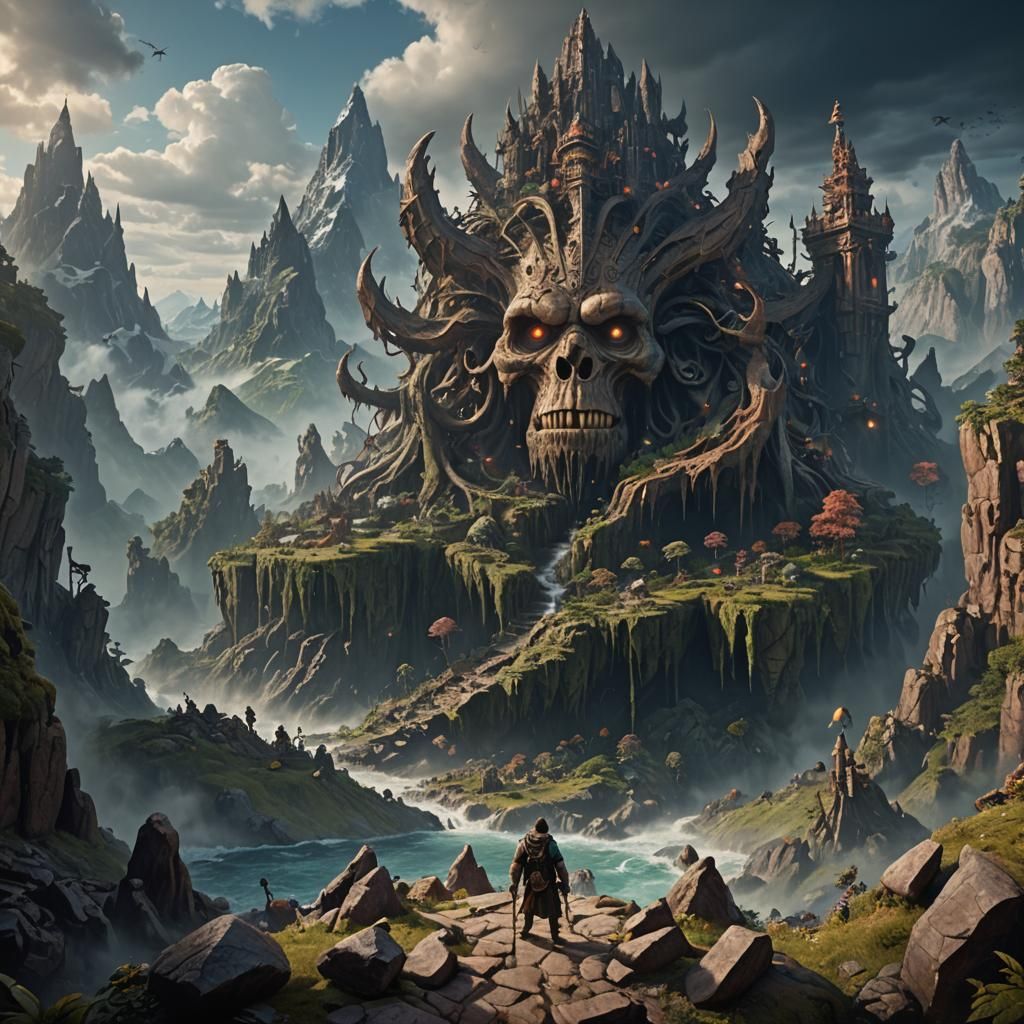 Mountain of Madness: Divine Guidance in Detailed Matte Paint...