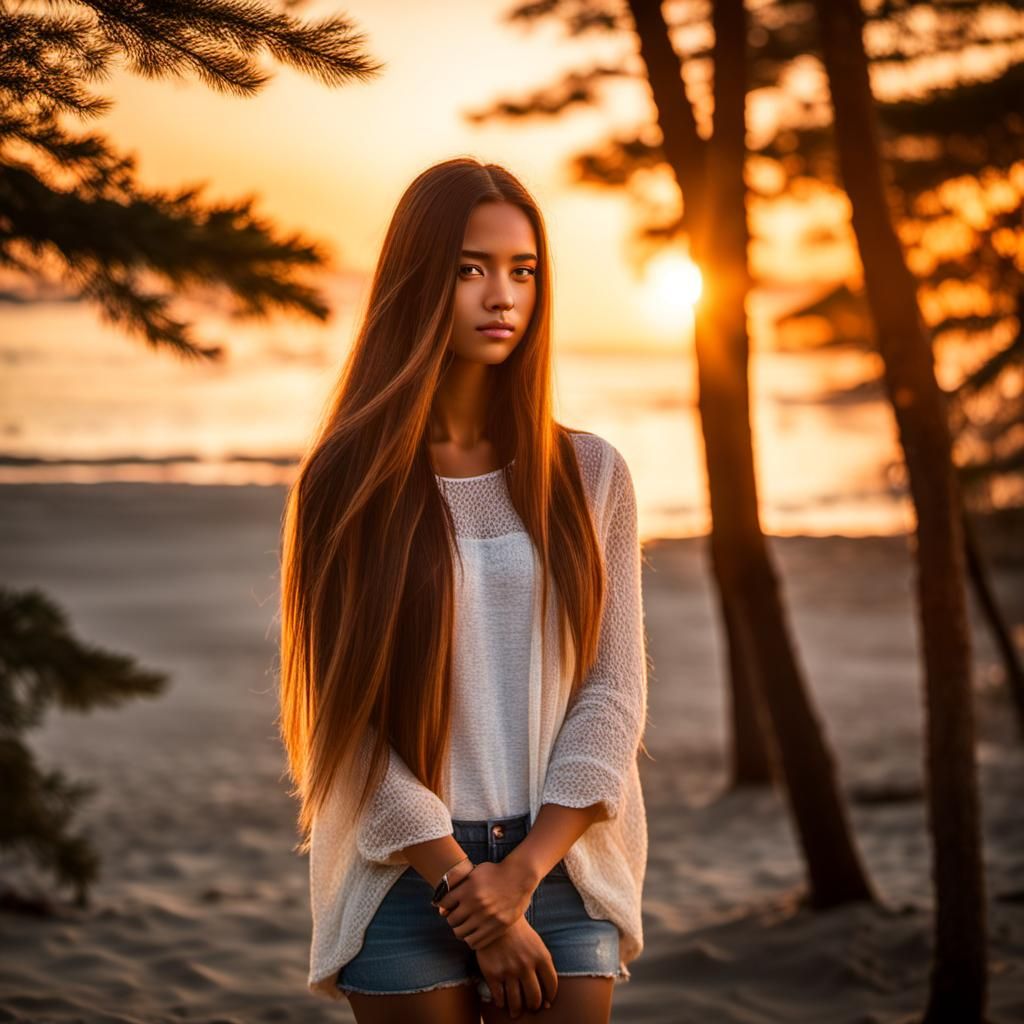 Young Girl at Sunset: Professional Beach Photography