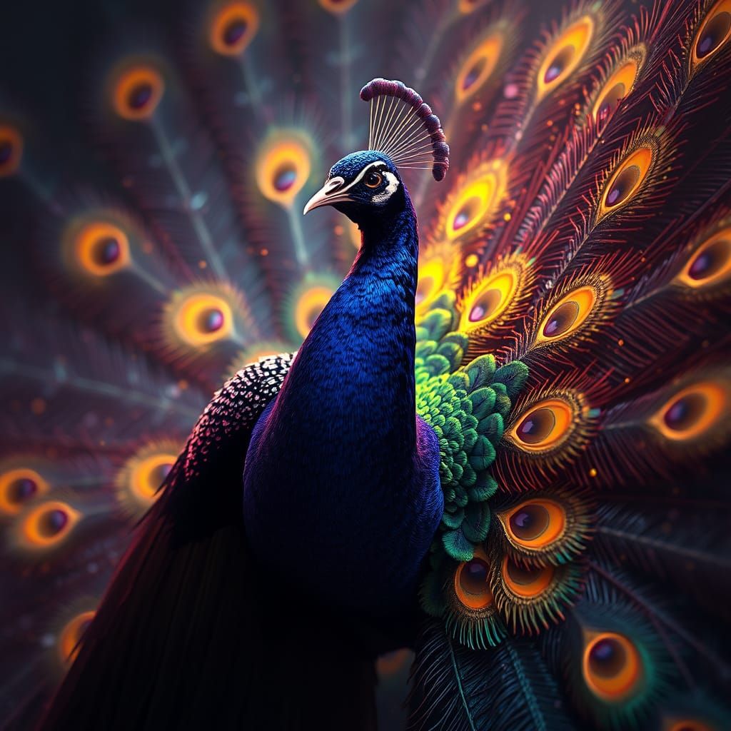 Hyperdetailed Peacock: Dark Fantasy Concept Art