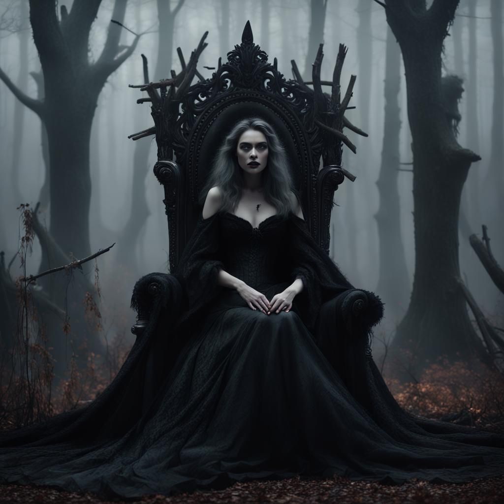 Witch on Forest Throne in Digital Matte Painting