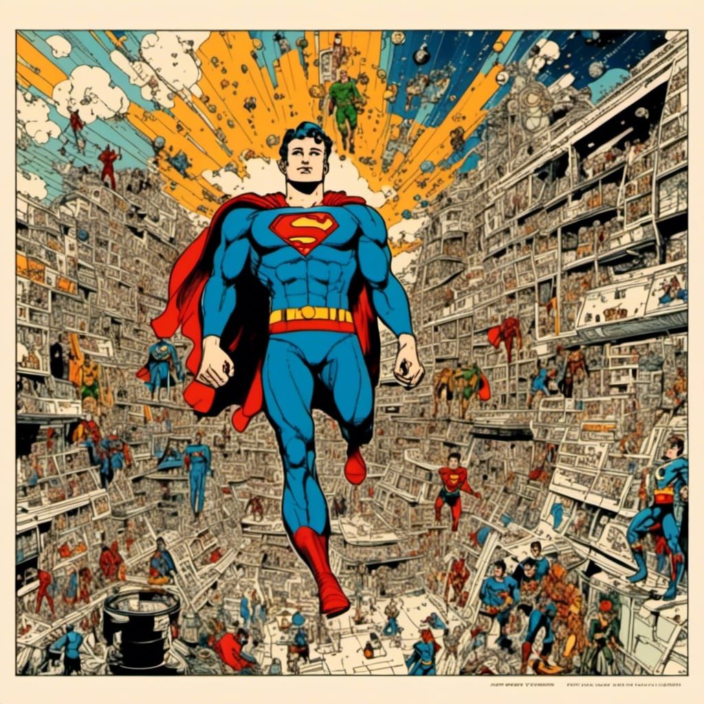 Superman Family in Surreal Comic Style