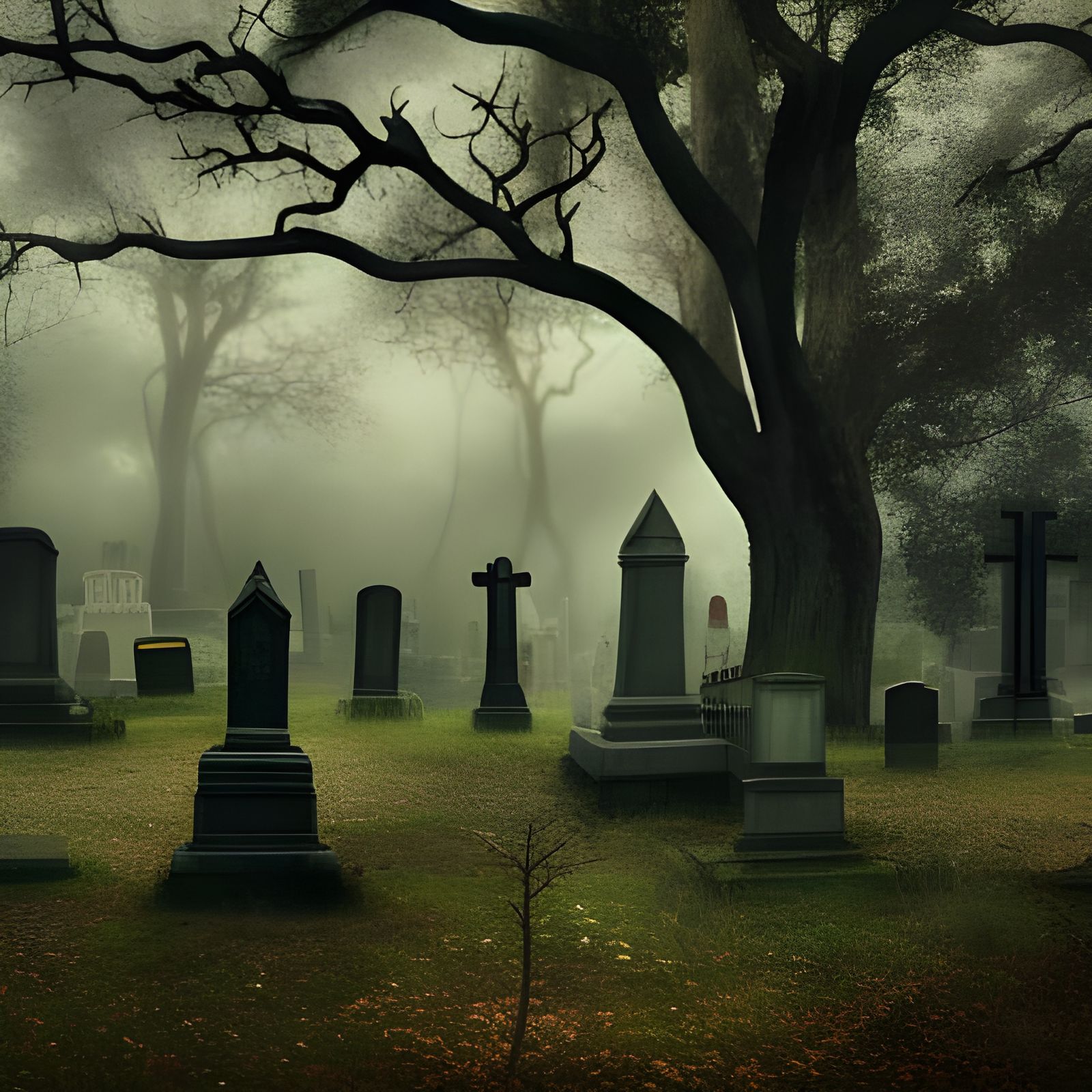 Gloomy Gothic Cemetery Digital Matte Painting
