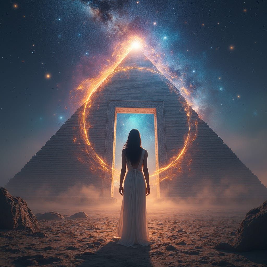 Egyptian Stargate to Galaxy, in Digital Art Style