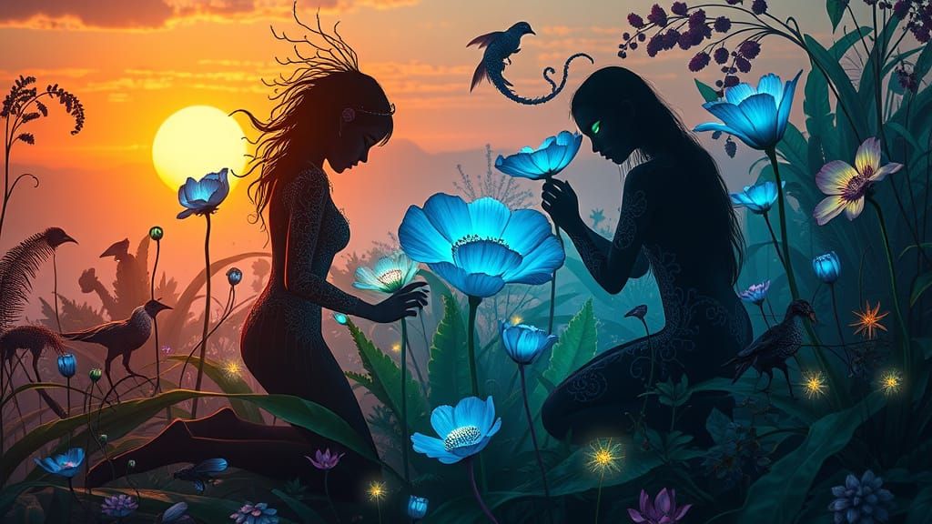 Mystical Creatures Dreamscape in Cosmic Surrealist Style