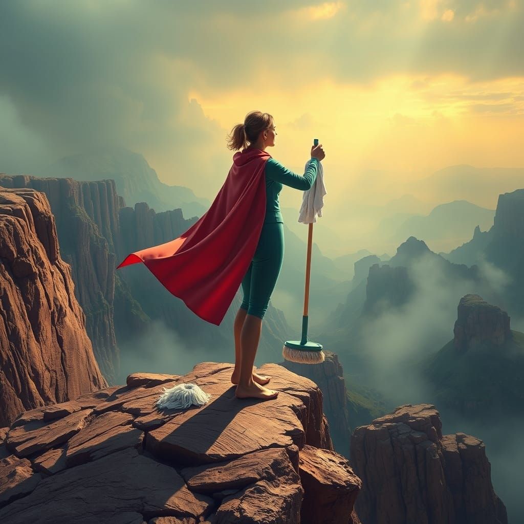 Motherly Heroism in Whimsical Futuristic Landscapes