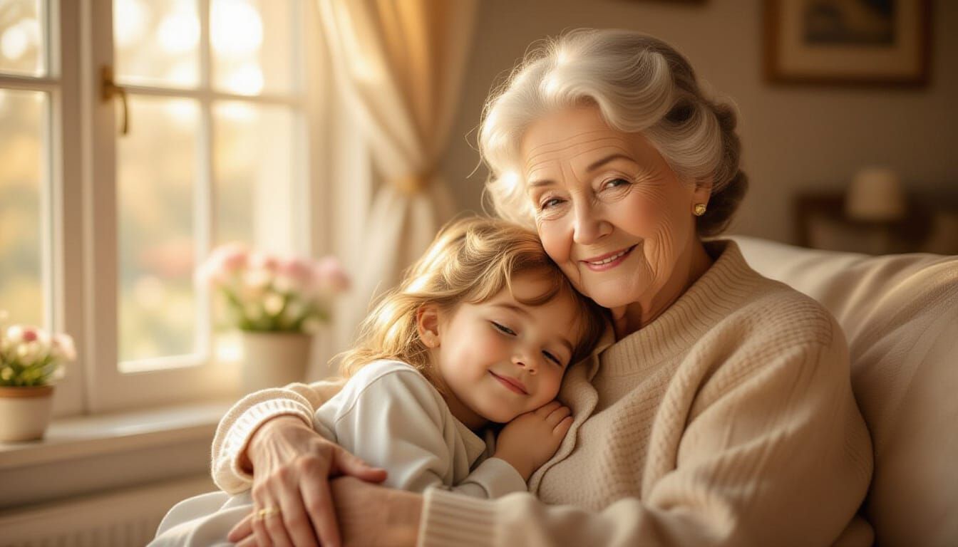 Grandmother and Child in Dreamy Morning Light