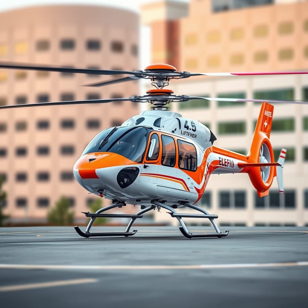 Medical Life Flight Helicopter in Sharp Focus