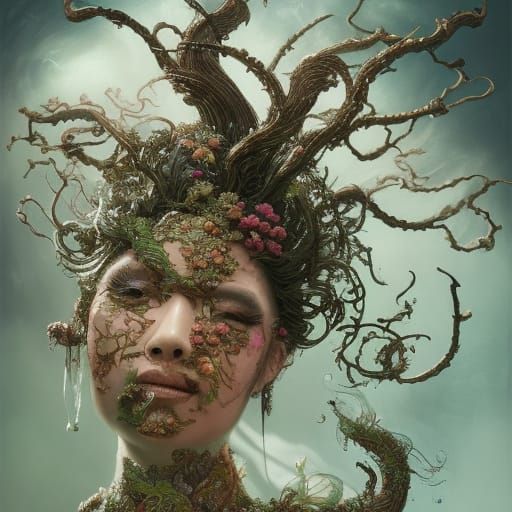 Majestic Asian Earth Elemental Portrait in 8K