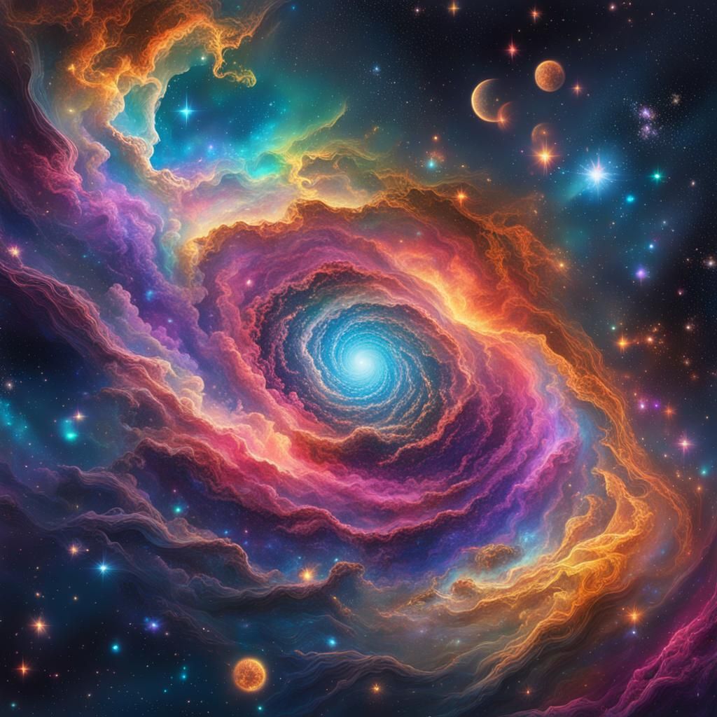 Holographic Nebula Galaxy in Astral Cosmic Illustration