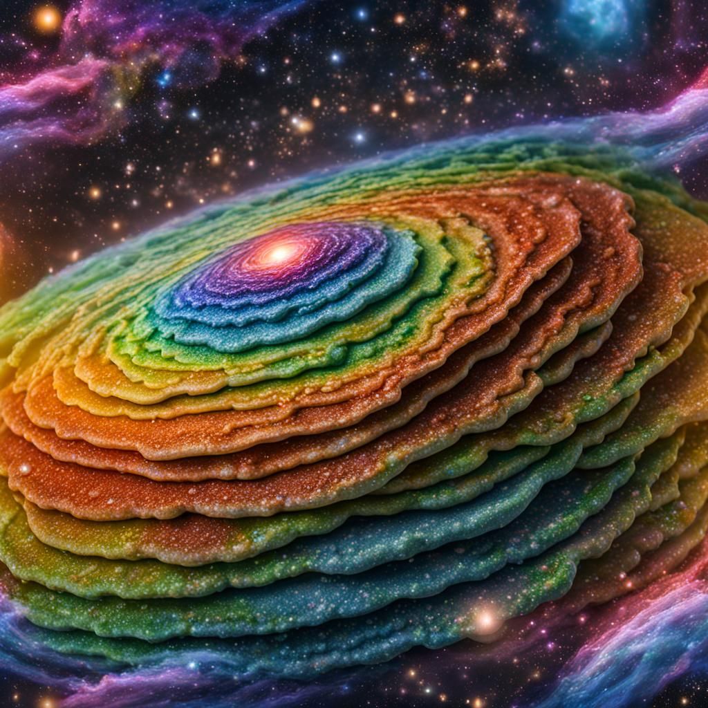 Rainbow Pancake Galaxy in Hyperrealistic Style