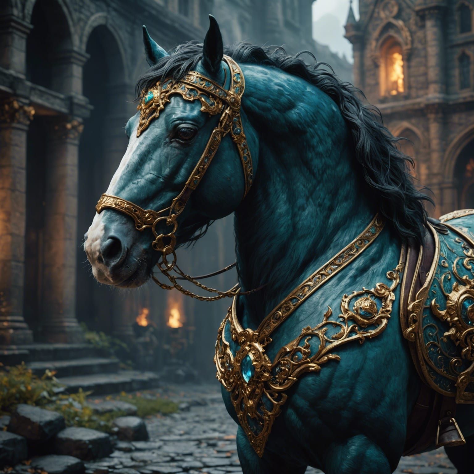 Phantom Horse Matte Painting in Detailed Fantasy Style