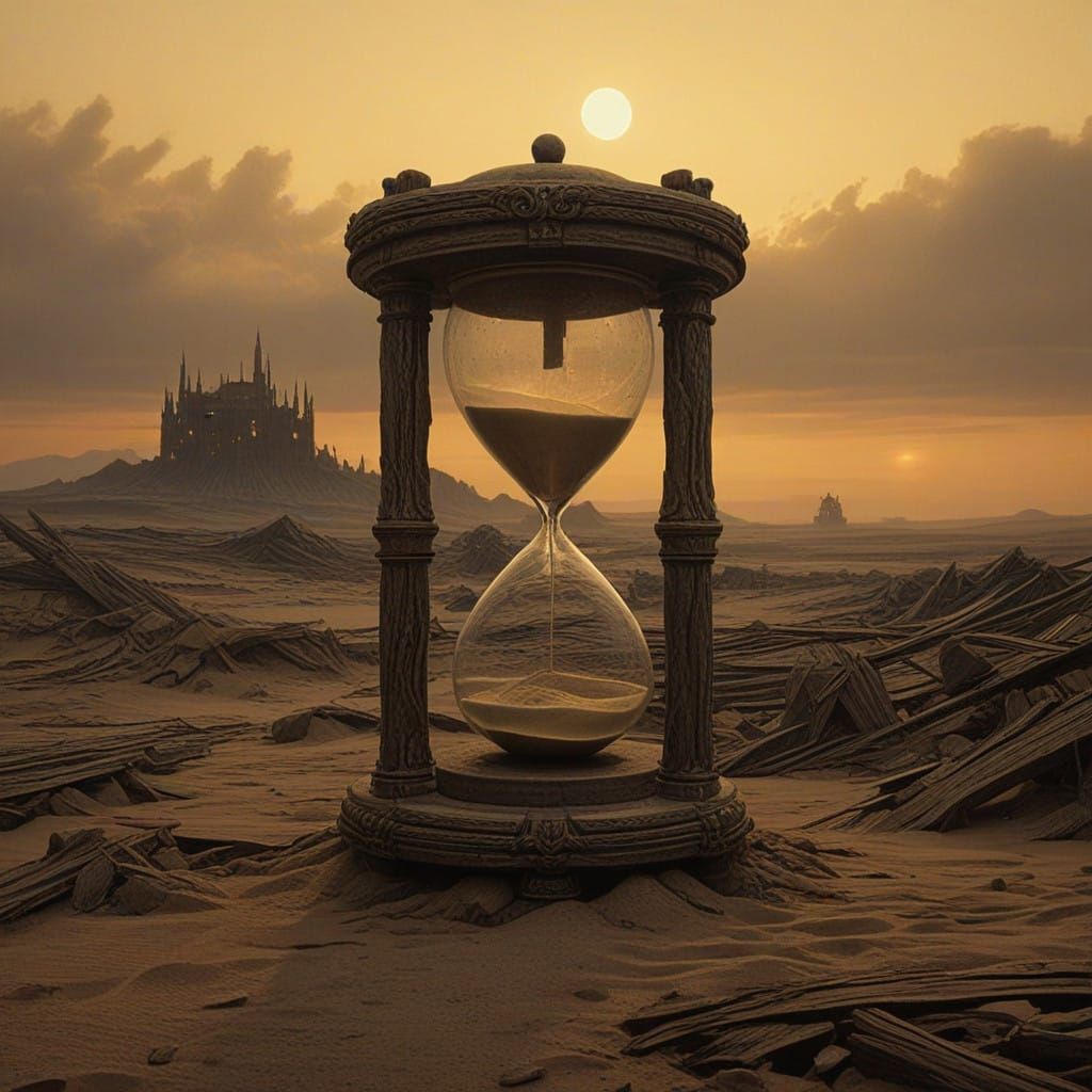 Shattered Hourglass in Golden Light