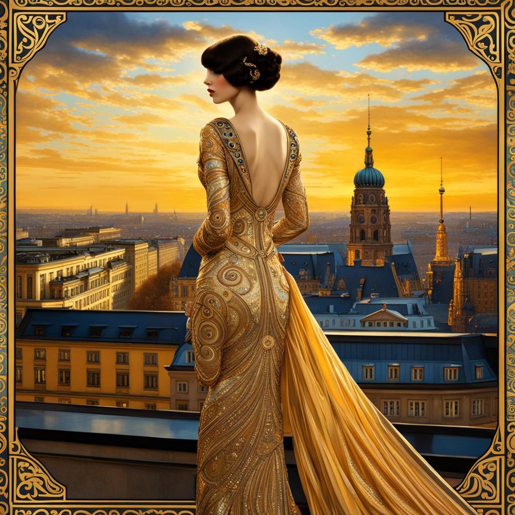 Elegant Klimt-Inspired Figure in Berlin, Jugendstil