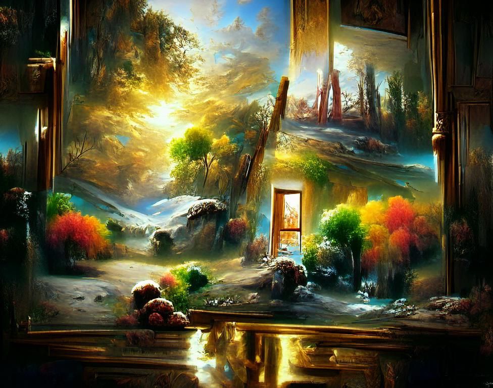 Ethereal Celestial Landscape Painting