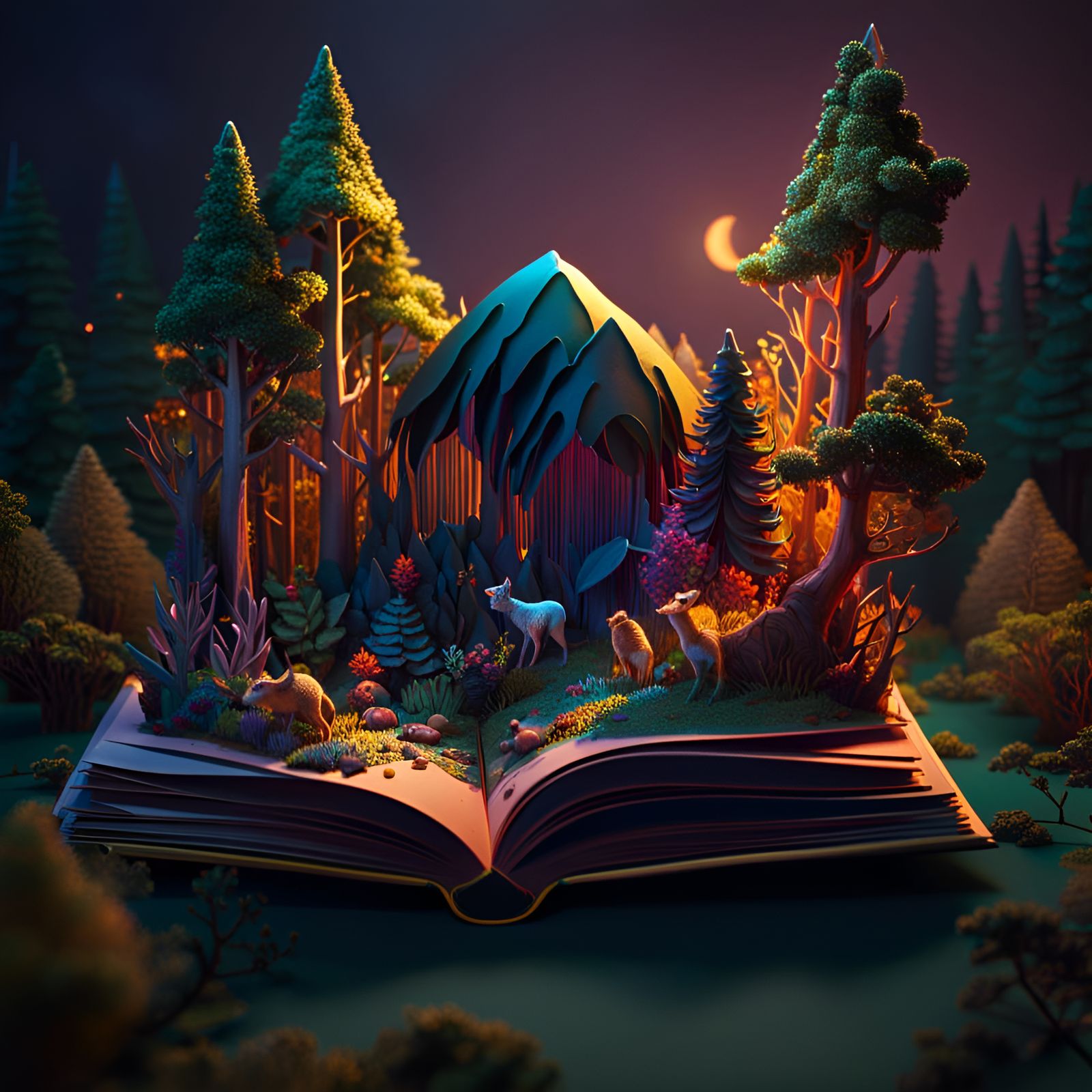 Forest Sunset Popup Book: Nocturnal Awakening