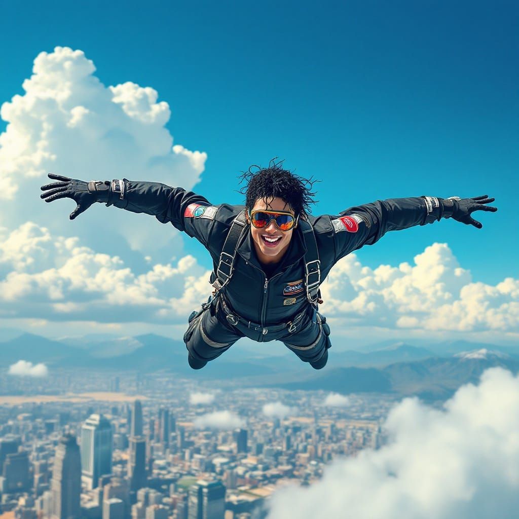 Skydiving Figure in Detailed Digital Style