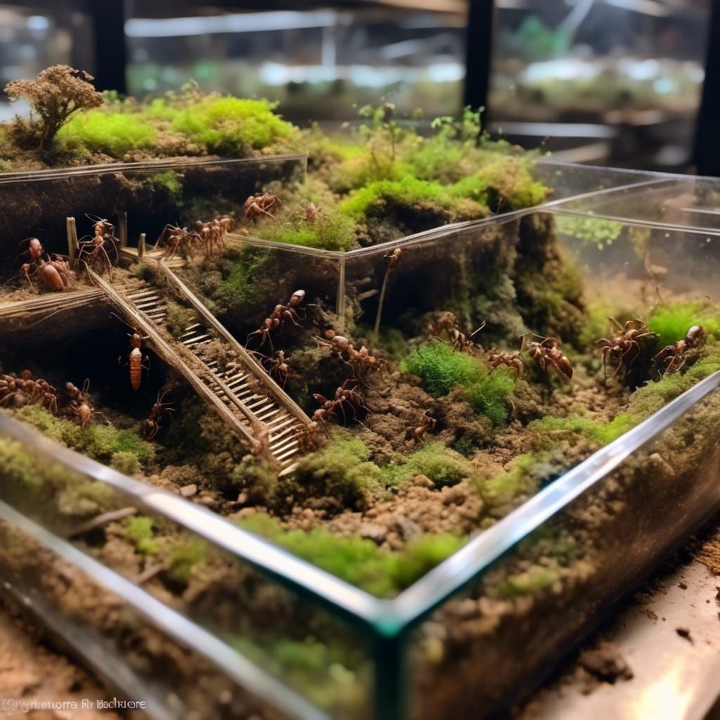 <lora:Dreamshaper:1.0>an ant farm seen in section from inside the soil