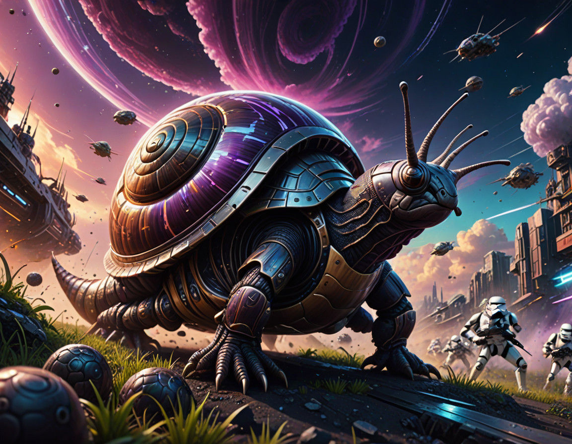 Glowing Snail Defends Friends From Stormtroopers in Vibrant...