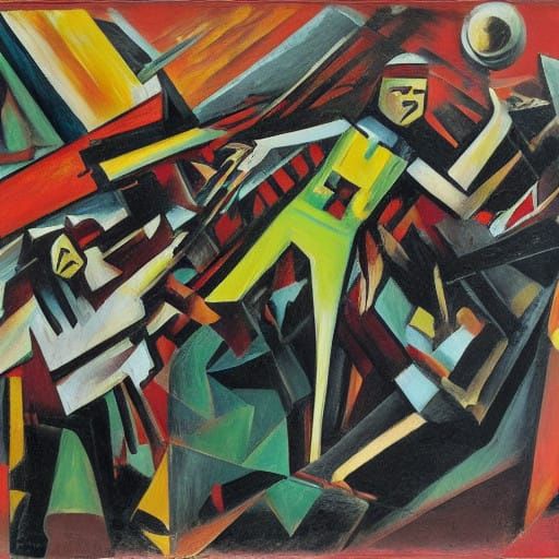 Grotesque Dancer in Noir-Inspired Chaos