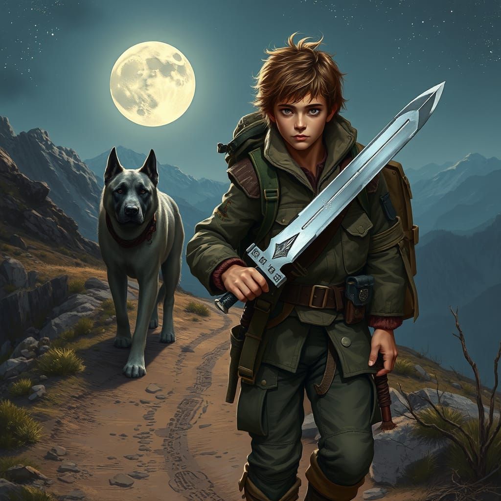 Young Adventurer Embarks on Fierce Quest, Flanked by Loyal M...