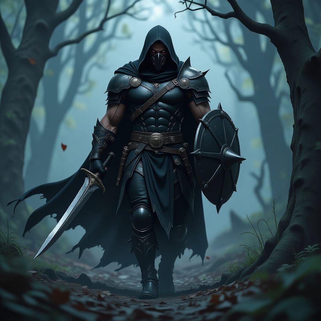 Dark Elven Prince Mogg in Black Armor with Black Aura