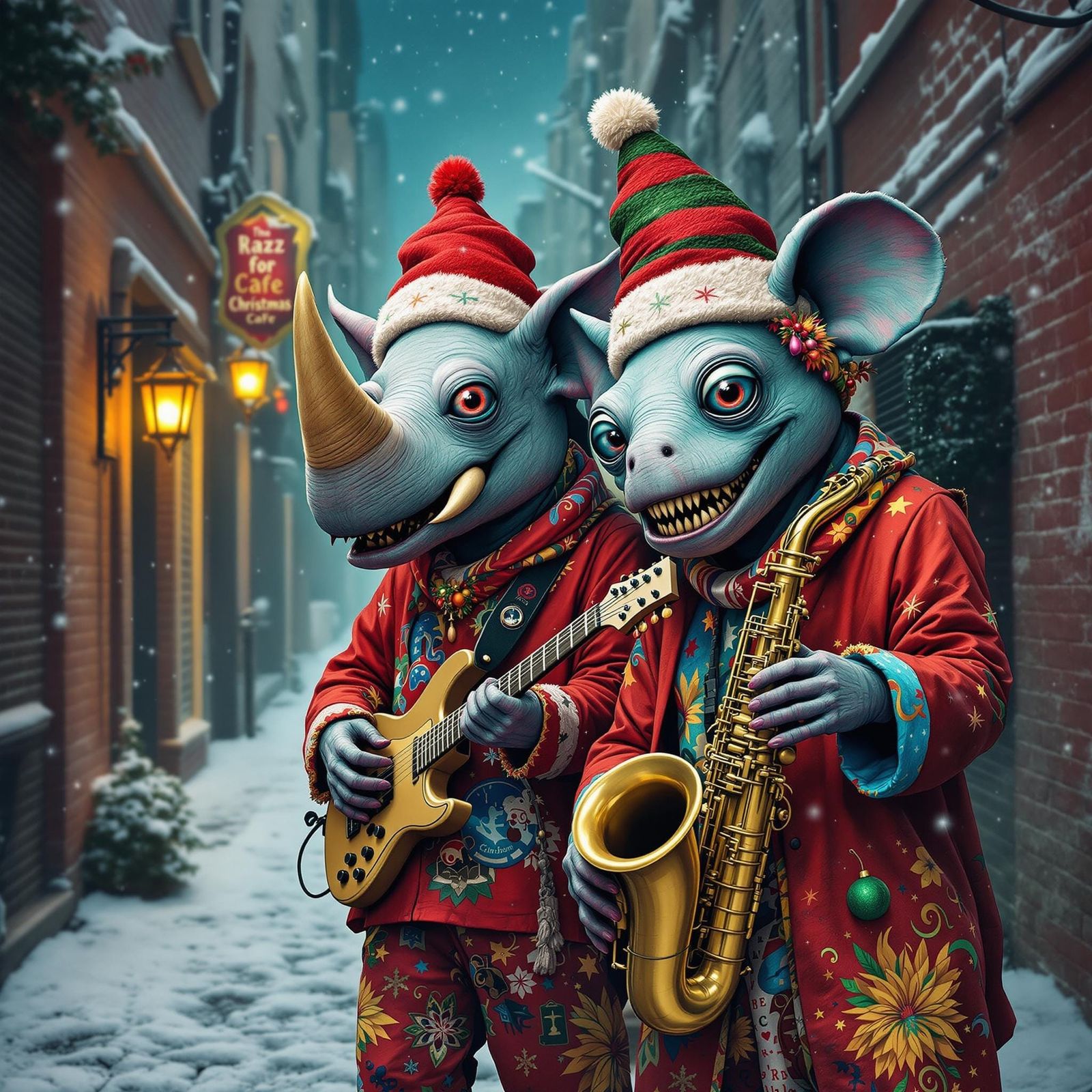 Surrealistic Portraits of Rhino-Elephant Alien Hippies in Lo...