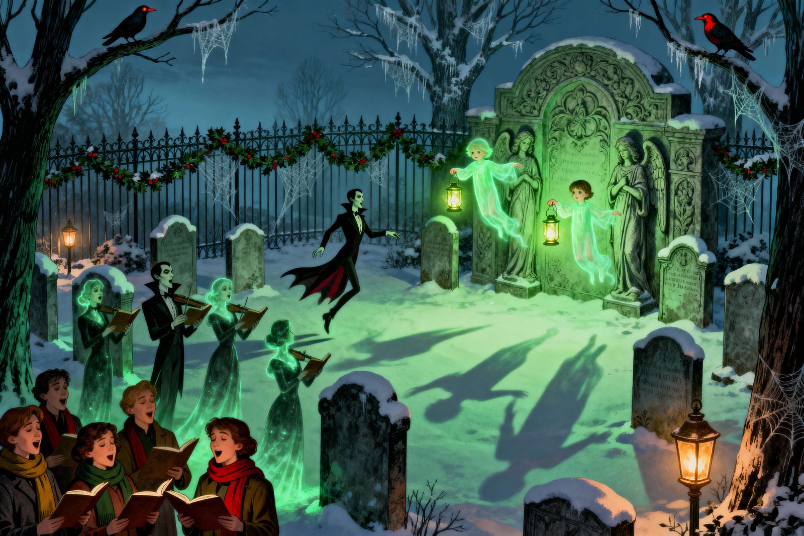 Twilight Cemetery Carolers and Spectral Guests