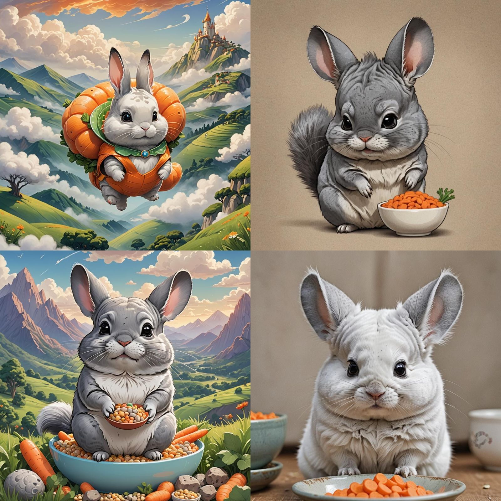 Adorable Chinchilla with Chibi Features in 3D Render