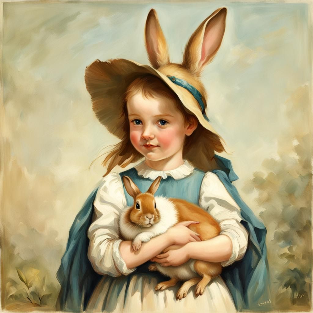 Girl Holding a Rabbit