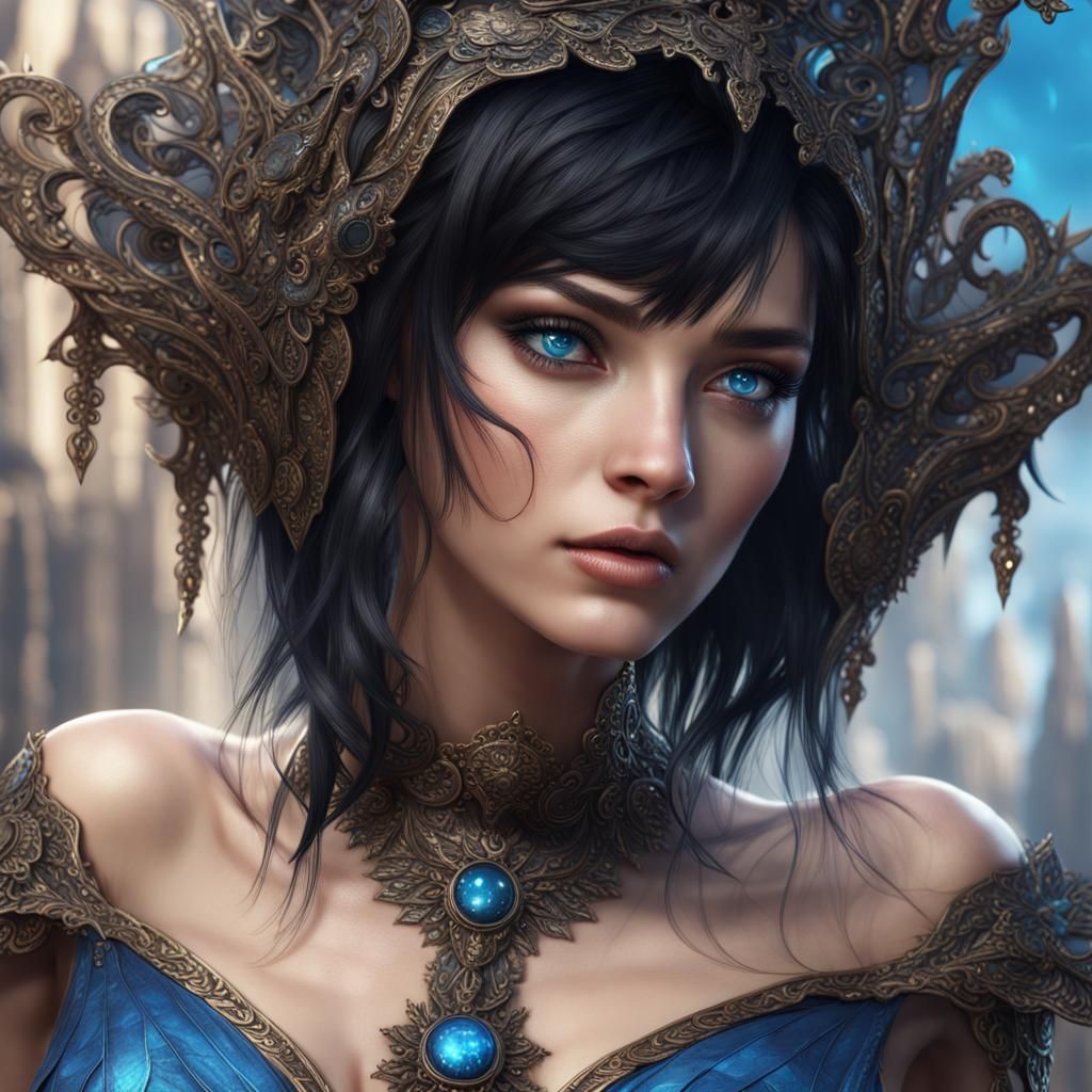 Striking Portrait of a Fantasy Woman in Digital Art