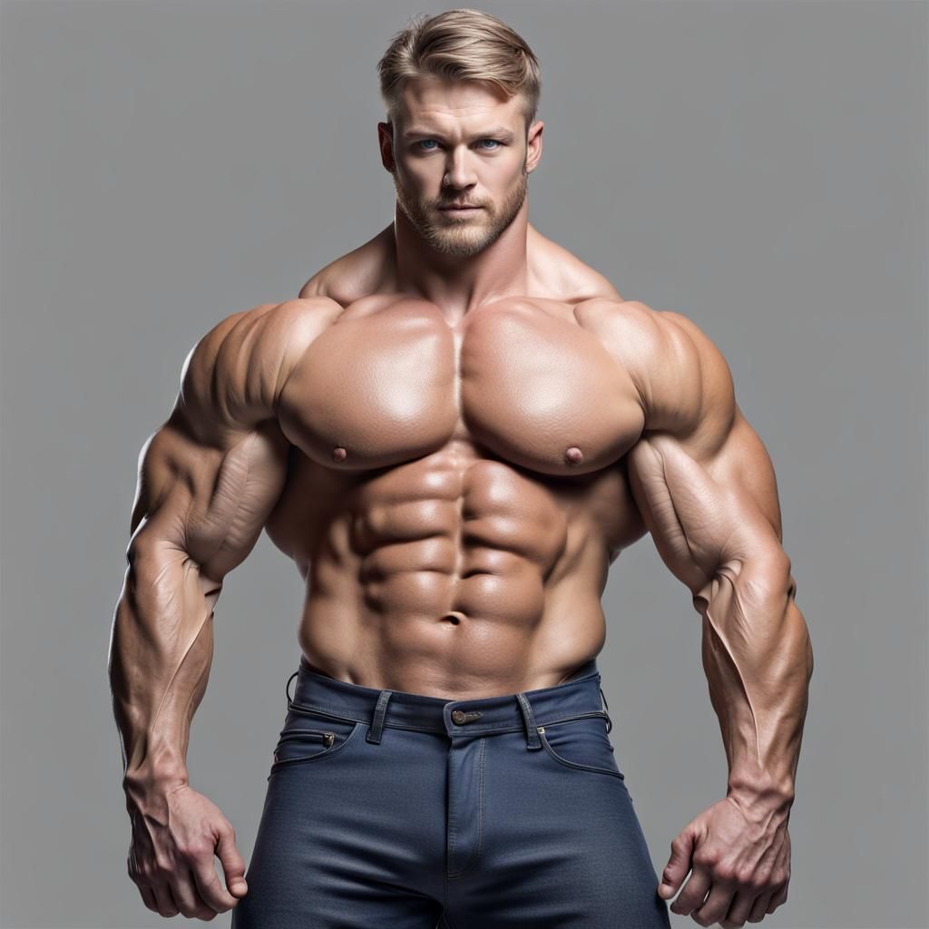 Handsome Young Bodybuilder Showing Off Muscles