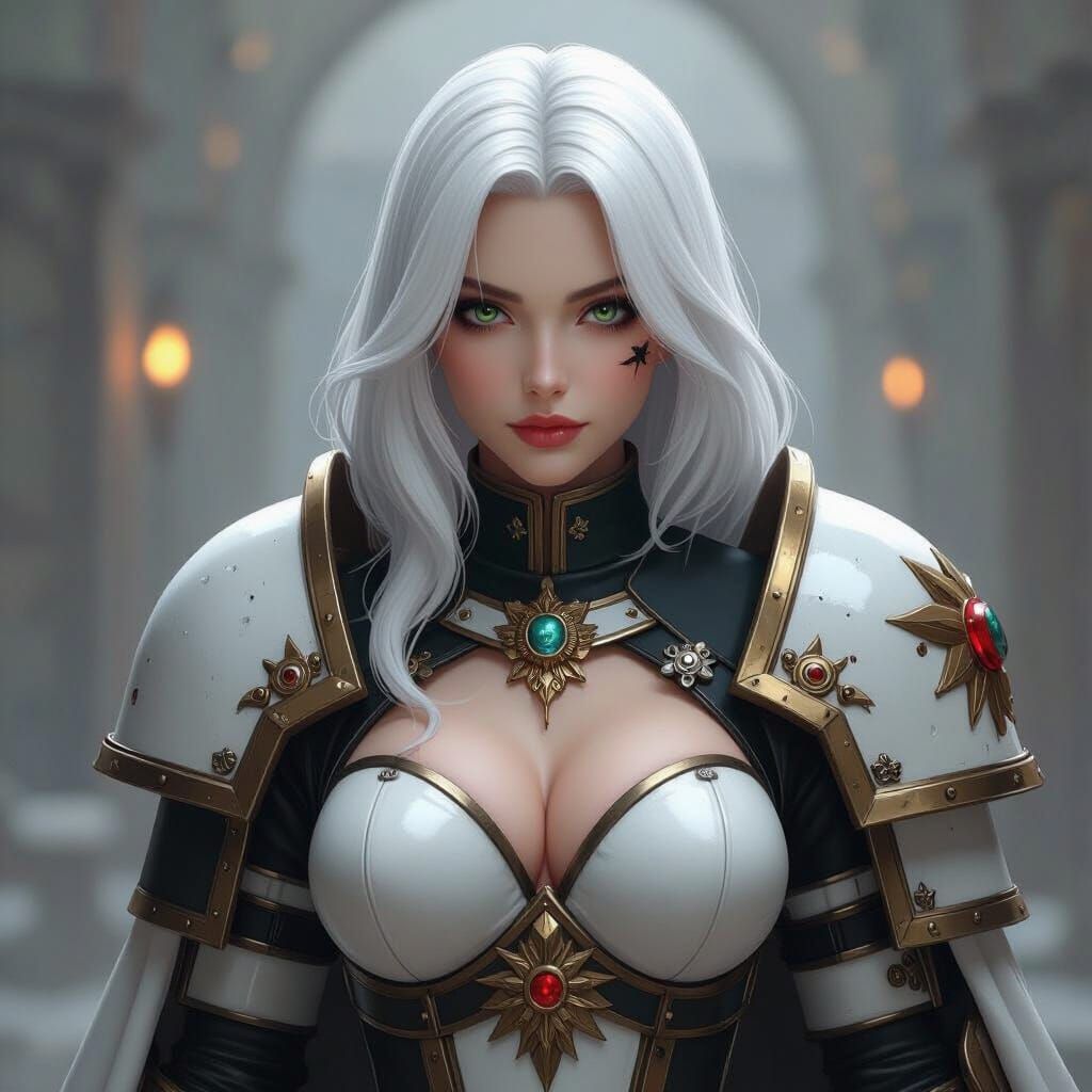 Battle Sister Aiming Heavy Flamer in Anime 3D Style