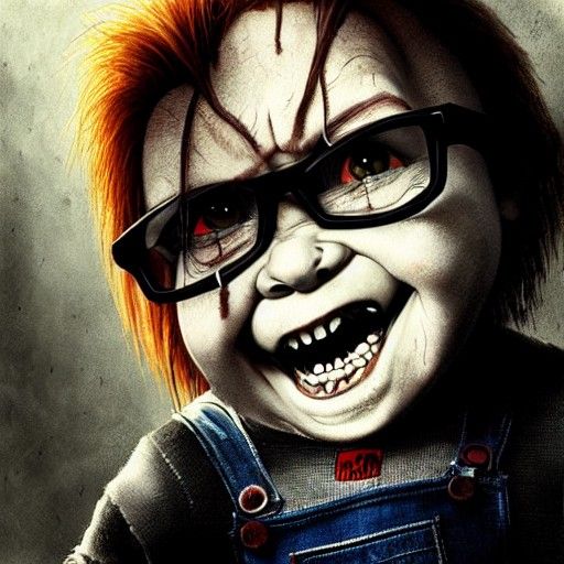 Sinister Chucky Portrait in Hyperrealist Style