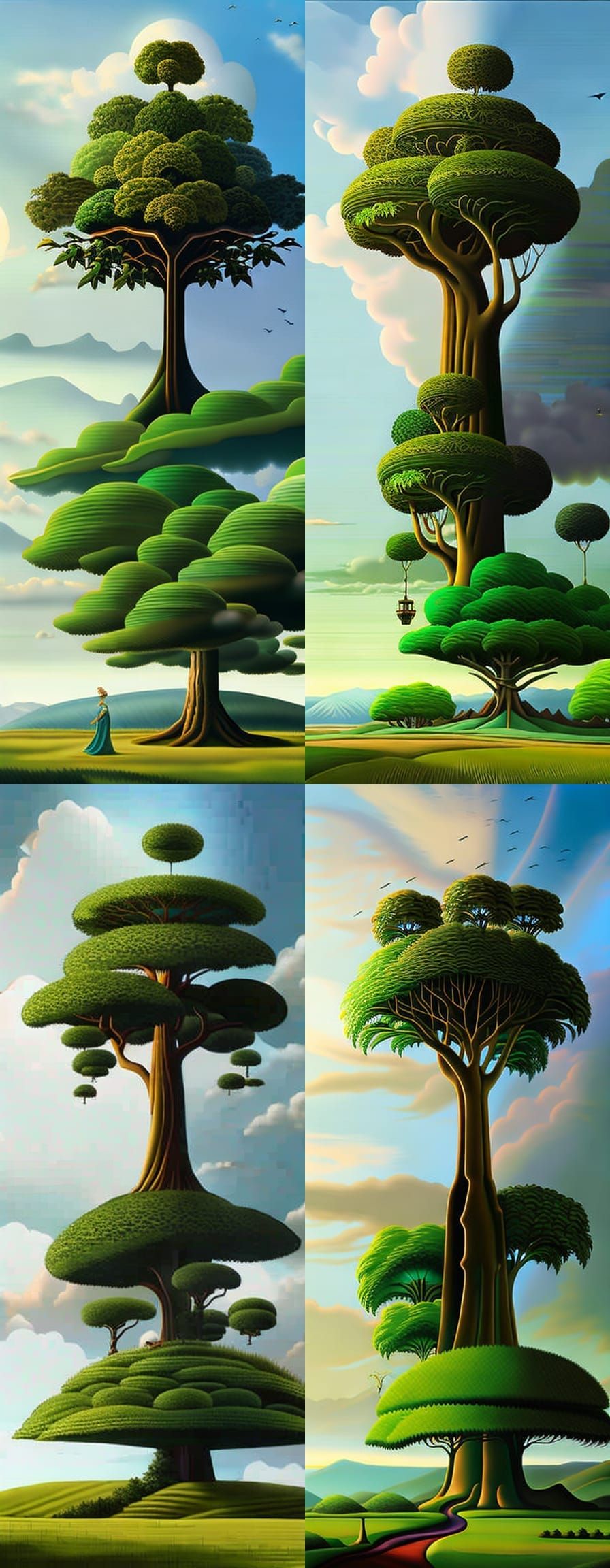 Giant Banyan Tree Floating in Sky: Fantasy Art