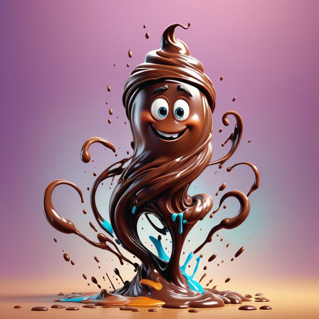 Chocolate Tornado Character in Pixar Style