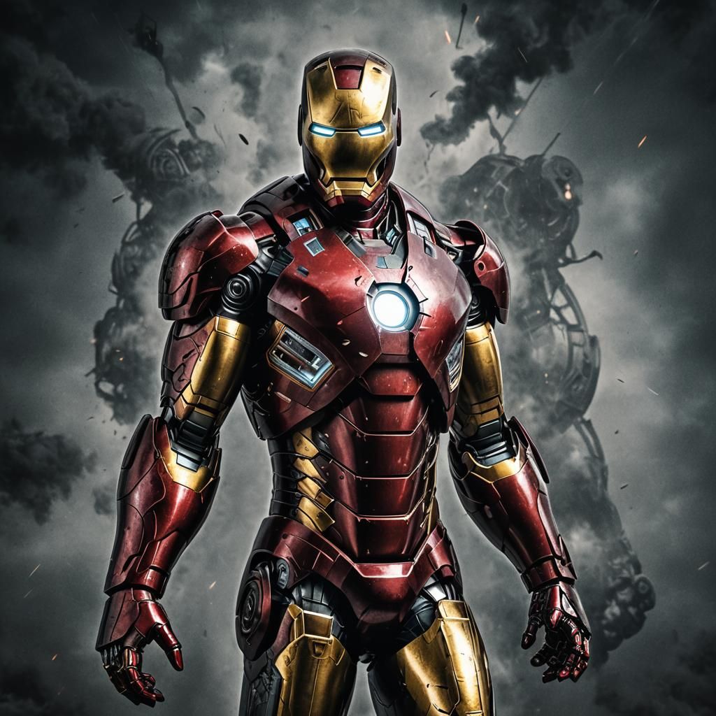 Hyperrealistic Iron Man in Cinematic Composition