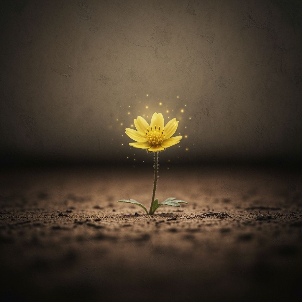 Solitary Yellow Flower in Barren Landscape