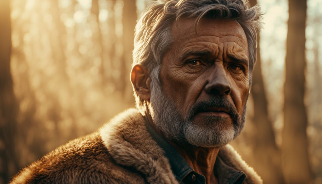 Man-Bear Hybrid in Golden Light: Greg Rutkowski Style