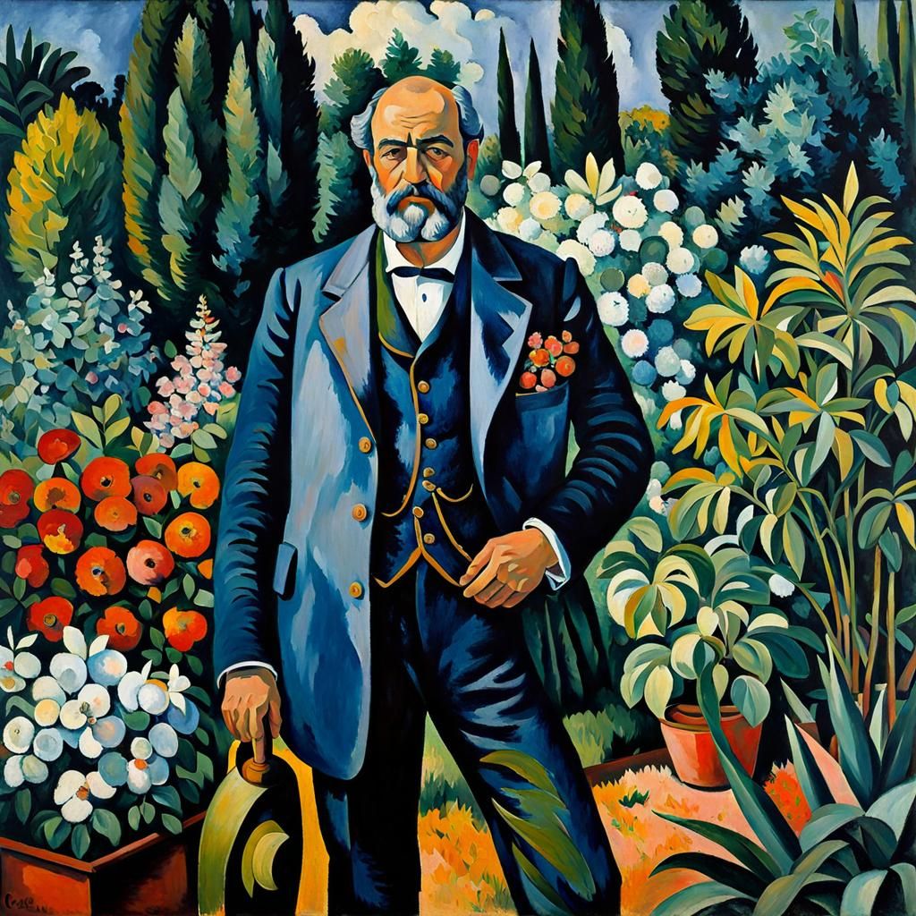 Luminous Garden Portrait in Post-Impressionist Style