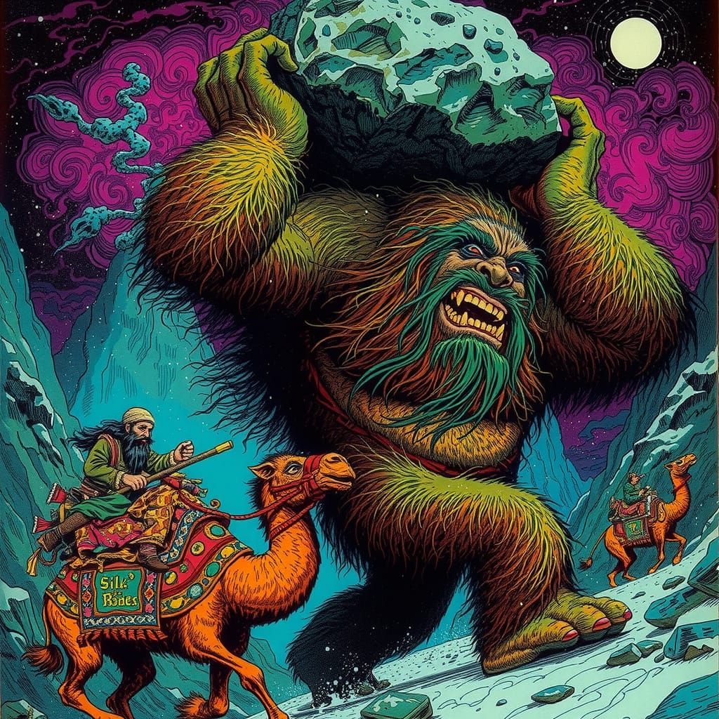 Psychedelic Ogre Smashes Silk Road Trader in Snowy Bactrian ...