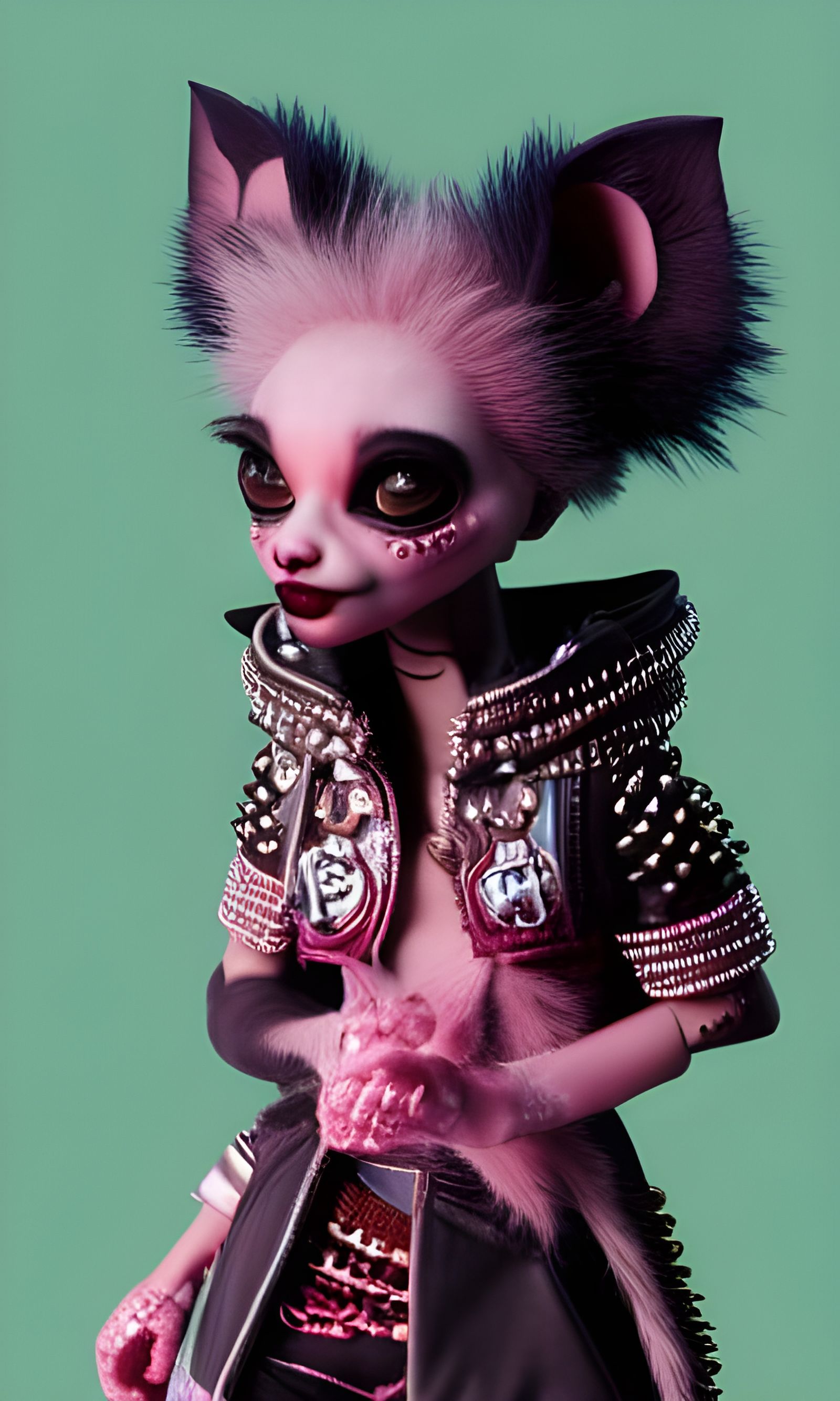 Punk Hyena Princess Art Doll in 3D Digital Art