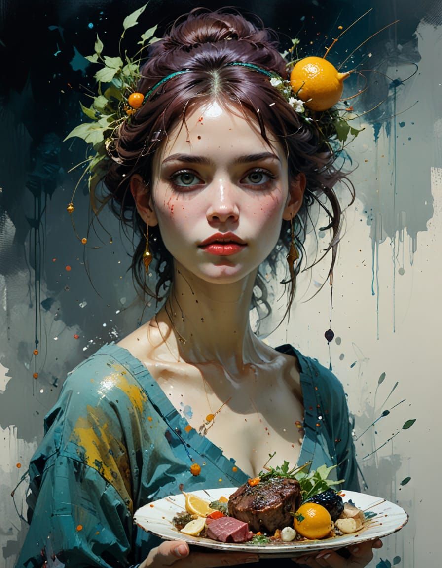 Magical Food Platter in Expressive Painterly Style